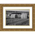 thumbnail image 1 of Grandmaison, Mike 24x18 Gold Ornate Wood Framed with Double Matting Museum Art Print Titled - Canada, Manitoba, rolled hay bales in field, 1 of 4