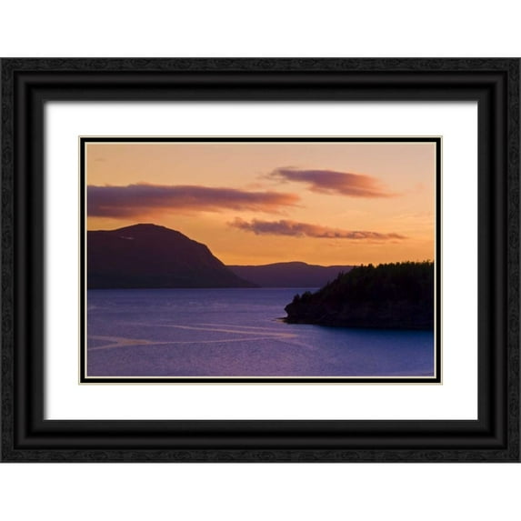Grandmaison, Mike 32x23 Black Ornate Wood Framed with Double Matting Museum Art Print Titled - Canada, Newfoundland Humber River at dusk