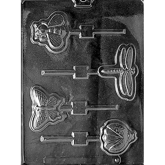 Grandmama's Goodies A125 Garden Bug Butterfly Ladybug Bee Dragonfly Lollipop Chocolate Candy Soap Mold with Exclusive Molding Instructions