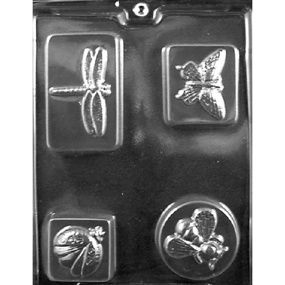 Grandmama's Goodies A127 Garden Bug Bars Dragonfly Butterfly Ladybug Bee Chocolate Candy Soap Mold with Exclusive Molding Instructions
