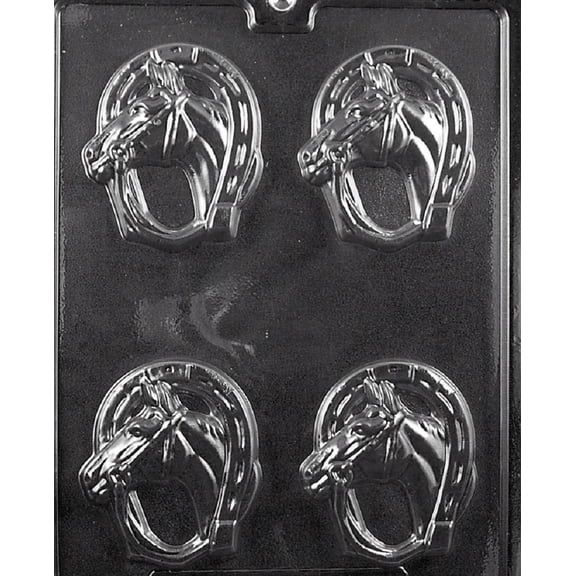 Grandmama's Goodies A131 Horseshoe w/ Horse Chocolate Candy Soap Mold with Exclusive Molding Instructions