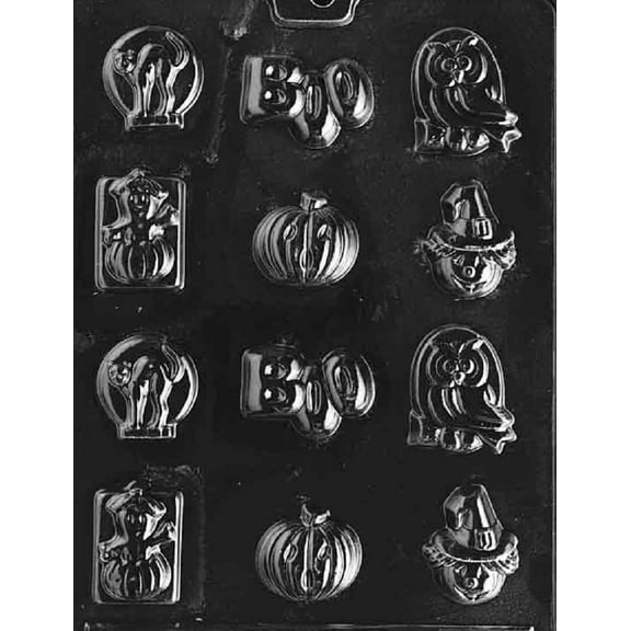 Grandmama's Goodies H006 Assorted with Boo Halloween Chocolate Candy Soap Mold with Exclusive Molding Instructions