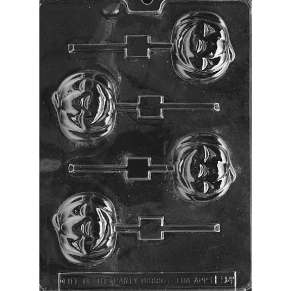Grandmama's Goodies H094 Smiling Pumpkin Lollipop Halloween Chocolate Candy Soap Mold with Exclusive Molding Instructions