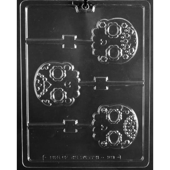 Grandmama's Goodies H183 Day of the Dead Skull Lollipop Halloween Chocolate Candy Soap Mold with Exclusive Molding Instructions
