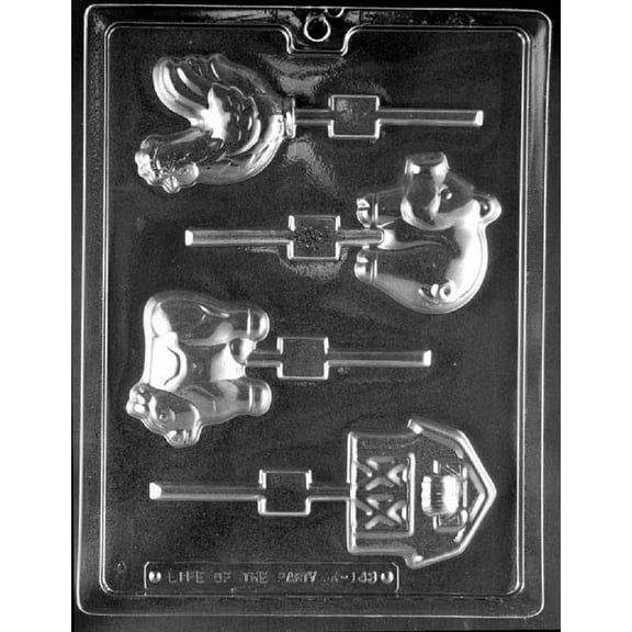 Grandmama's Goodies K143 Farm Animal Rooster Cow Pig Barn Lollipop Chocolate Candy Soap Mold with Exclusive Molding Instructions