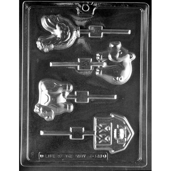 Grandmama's Goodies K143 Farm Animal Rooster Cow Pig Barn Lollipop Chocolate Candy Soap Mold with Exclusive Molding Instructions