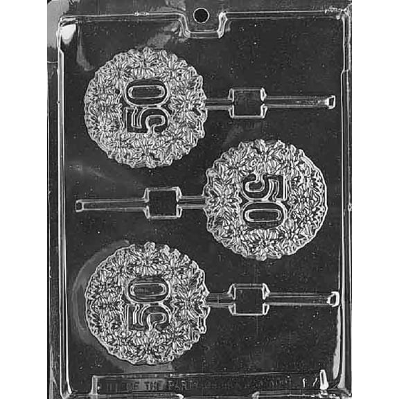 Grandmama's Goodies L017 50th 50 Lollipop Chocolate Candy Soap Mold with Exclusive Molding Instructions
