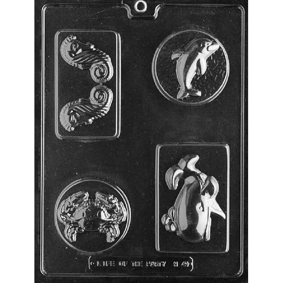 Grandmama's Goodies N049 Sea Creature Bar Whale Seahorse Dolphin Crab Chocolate Candy Soap Mold with Exclusive Molding Instructions