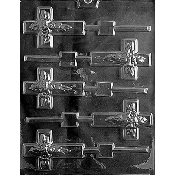 Grandmama's Goodies R023 Cross Lollipop Chocolate Candy Soap Mold with Exclusive Molding Instructions