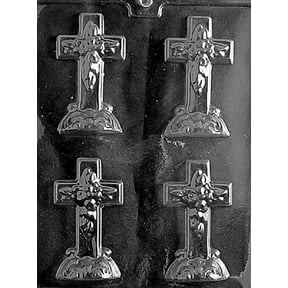 Grandmama's Goodies R024 Small Cross w/Base Chocolate Candy Soap Mold with Exclusive Molding Instructions