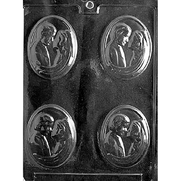 Grandmama's Goodies W031 Bride & Groom Medallion Wedding Shower Chocolate Candy Soap Mold with Exclusive Molding Instructions