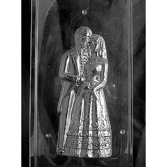 Grandmama's Goodies W301 & B 2 Pc. 3D 10" Bride & Groom Wedding Shower Chocolate Candy Soap Mold with Exclusive Molding Instructions