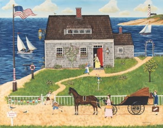 Grandmas Seaside Cottage Canvas Art - Joseph Holodook (24 x 19)