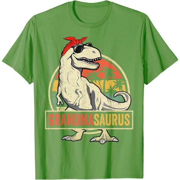 Grandmasaurus T Rex Dinosaur Grandma Saurus Family Matching Unisex T-Shirt for Men Women,Lime Color,Size XL