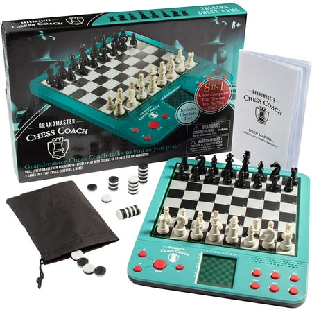 Grandmaster Electronic Magnetic Talking Chess Set Game - Play 2 Player or Against Beginner to Expert Computer- 12 Chess Modes, 30 Skill Levels Plus 8 Different Games for Adults and Kids