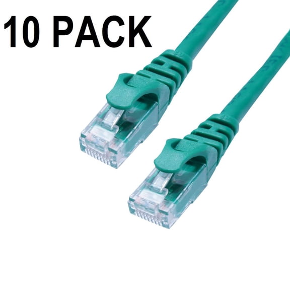 Grandmax Cat6 1ft,10 Pack,UTP Patch Cable,550MHZ Snagless Green