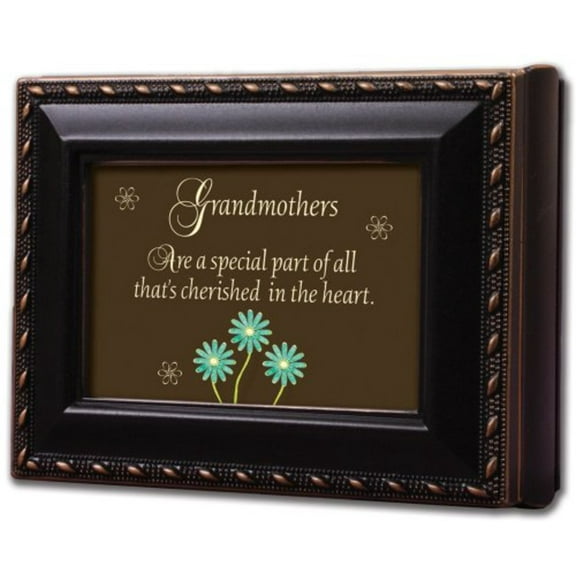 Grandmother Cherished Distressed Black Cottage Garden Tiny Square Keepsake Box