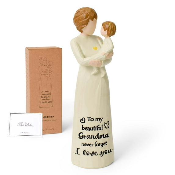 Grandmother & Granddaughter Figurine - Family Memorial Keepsake, Heirloom Memory Art, 6.3" Home Decor