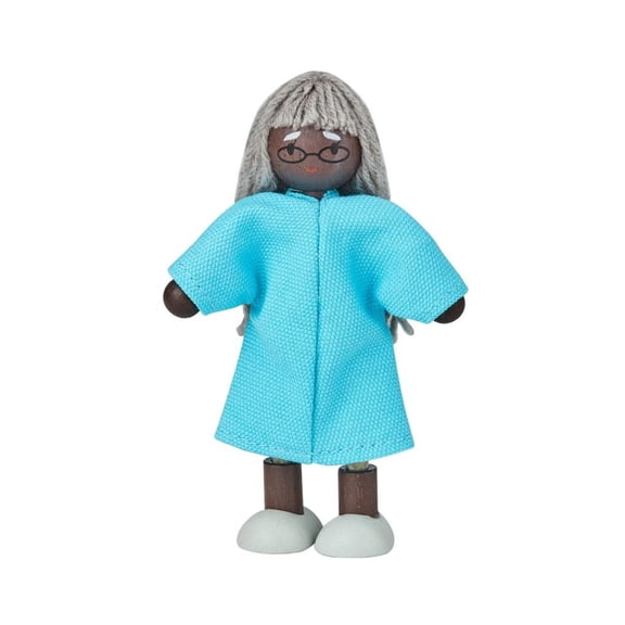 PlanToys Grandmother Dollhouse Figure - Dark Skin Tone