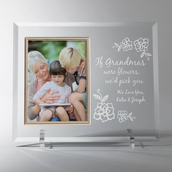Grandmother Gift Frame - If Grandmas Were Flowers Personalized Glass Frames, I or We
