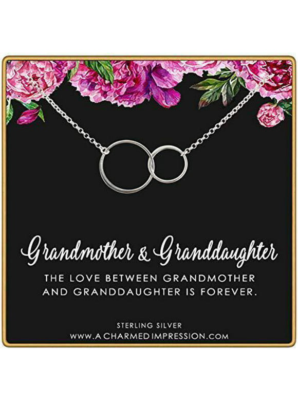Grandmother  Granddaughter • Double Infinity Circle Pendant • 925 Sterling Silver • Gift Idea for Grandma and Grandchild • Infinite Love Charm Necklace • Intentional Keepsake Jewelry