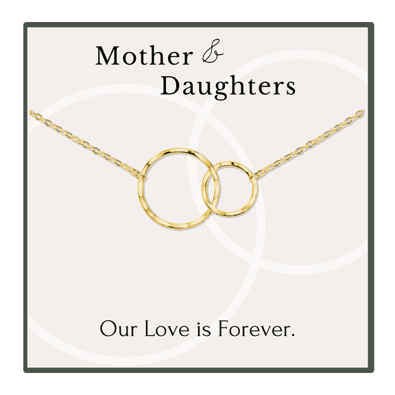 HOPE LOVE SHINE Mother Daughter Necklace 2 interlocking circles Gold Meaningful Gift for Mom, Jewelry for Mom and Daughter