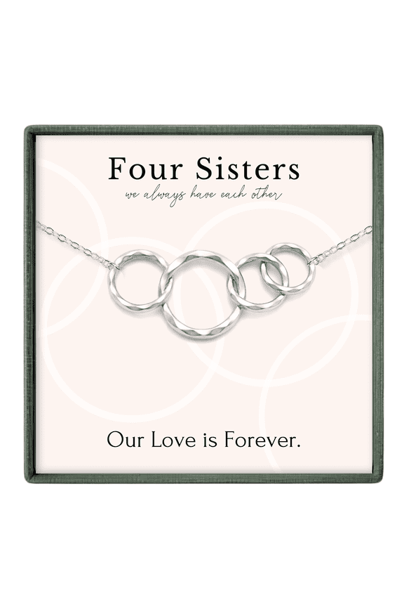 Gold 4 Sisters Necklace Four Interlocking Circles Gift for Sisters