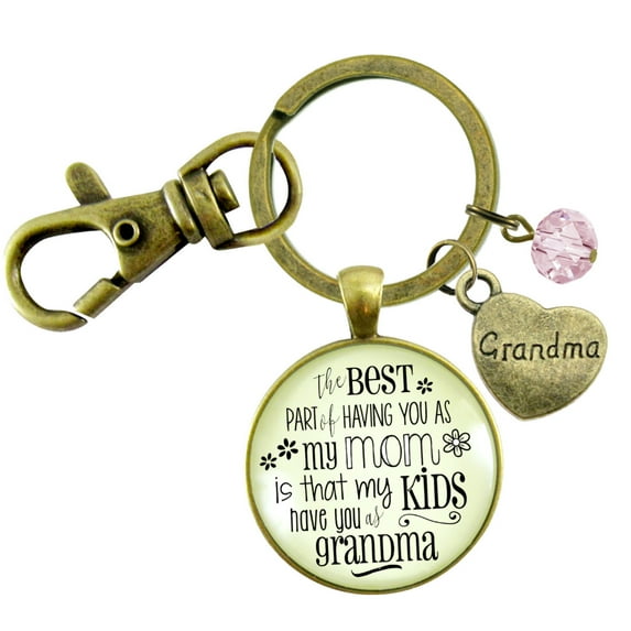 Grandmother Keychain Gutsy Goodness Bronze Metal Best Part Mom My Kids Grandma Adult Female Jewelry Gift from Daughter