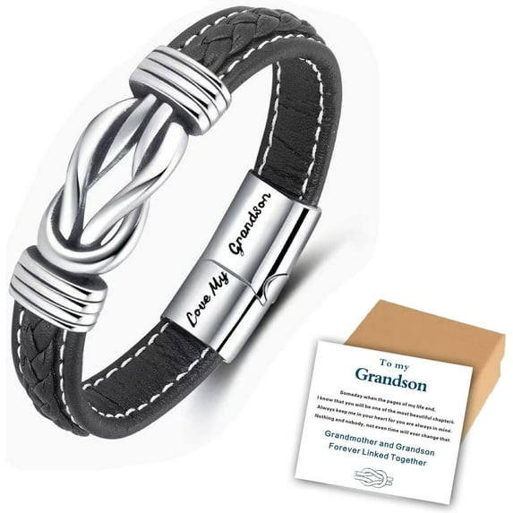Grandmother and Grandson Leather Bracelet