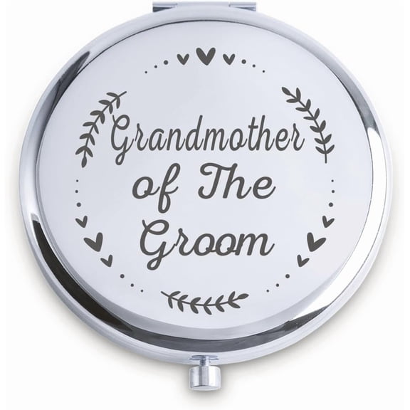 Grandmother of The Groom Gifts, Personalized Engraved Compact Mirror, Unique Presents for Bridal Shower, Wedding, Bachelorette Party