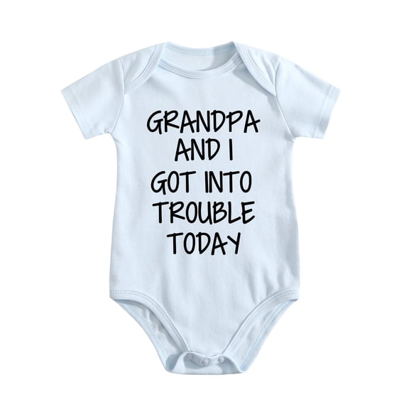 Grandpa And I Got Into Trouble Today - Baby Clothes - Funny Newborn Bodysuit Outfits for Boys And Girls Baby Blue-style-1 6-9M