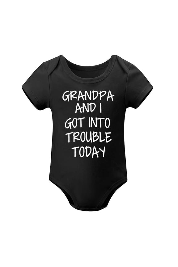 Grandpa And I Got Into Trouble Today - Baby Clothes - Funny Newborn Bodysuit Outfits for Boys And Girls Black-style 6months
