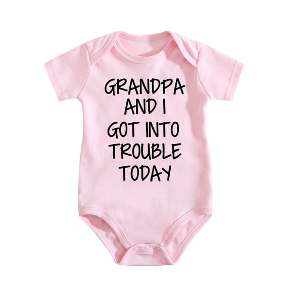 Grandpa And I Got Into Trouble Today - Baby Clothes - Funny Newborn Bodysuit Outfits for Boys And Girls Medium Pink-style-1 9-12M