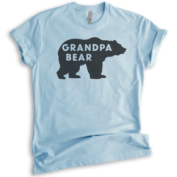 Grandpa Bear T-shirt, Unisex Men's Shirt, Grandpa T-shirt, Grandfather Shirt, Heather Light Blue, Large
