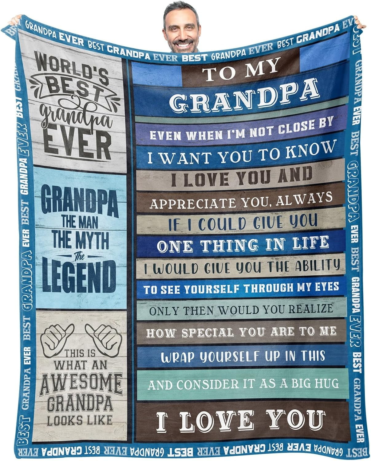 Grandpa Blanket Gift for Grandpa from Granddaughter, Christmas Gifts
