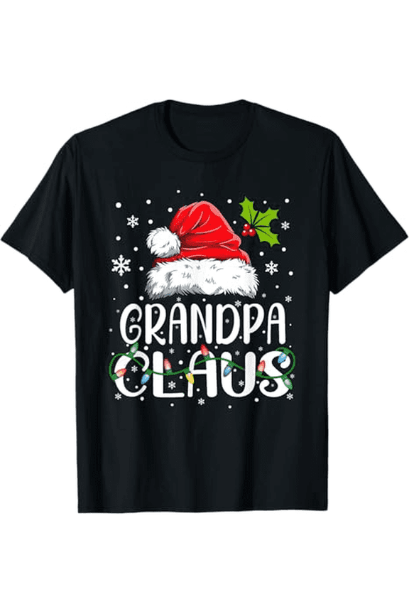 Grandpa Claus Xmas Santa Matching Family Christmas Pajamas Men Women T - Shirt, 100% Cotton, For Family Christmas, S - XXXL, Black
