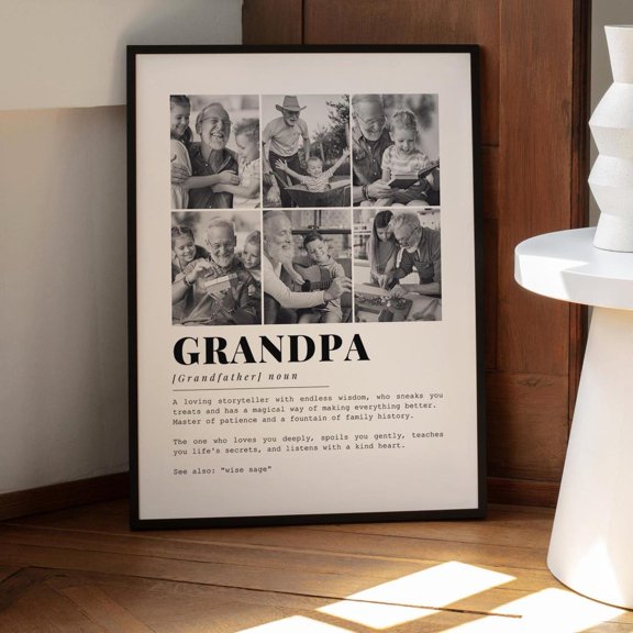 Grandpa Definition Collage - Father's Day, Grandfather Wall Art Poster, Unframed Paper Poster 8x10in