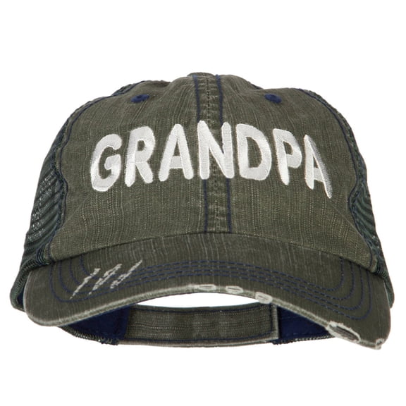 Grandpa Embroidered Low Profile Mesh Cap - Green OSFM