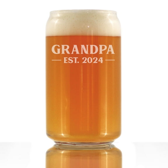 Bevvee Beer Can Pint Glass 16 oz Bold 2024 Grandpa Gifts for New Grandpas Beer Glasses