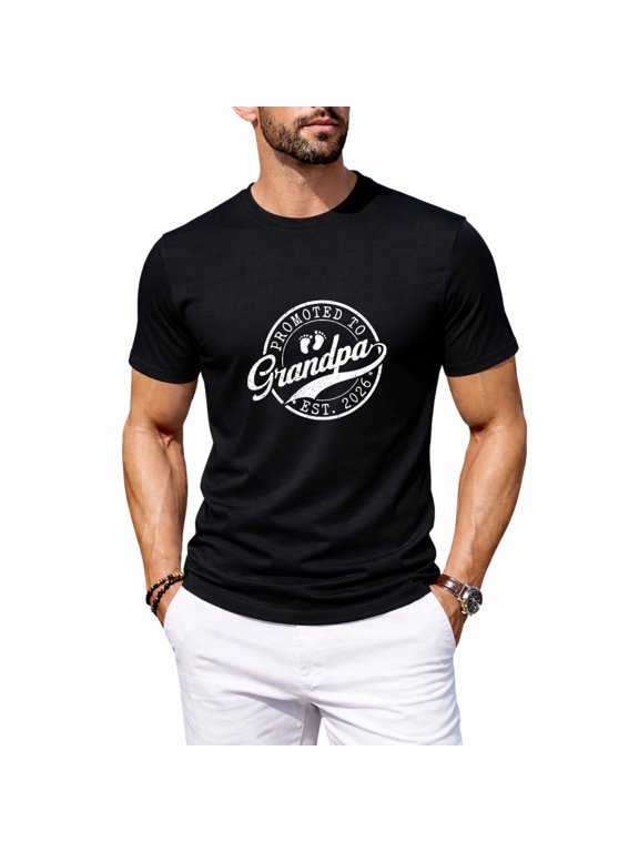 Men's Grandpa Est. 2026 Promotion Announcement Graphic T-Shirt, Casual Crew Neck Tee