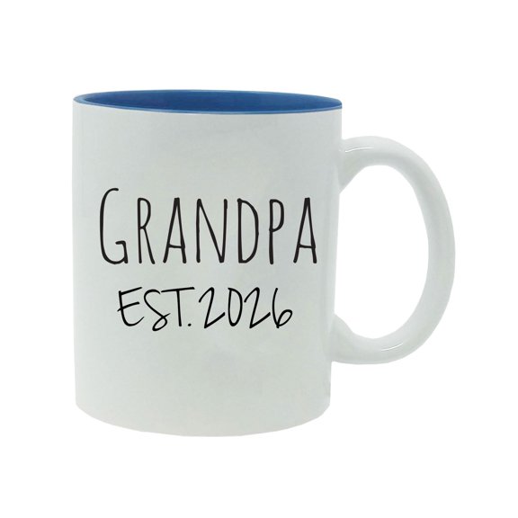 Grandpa Established Est. 2026 11-Ounce Ceramic Sublimation Coffee Mug with Gift Box, Light Blue