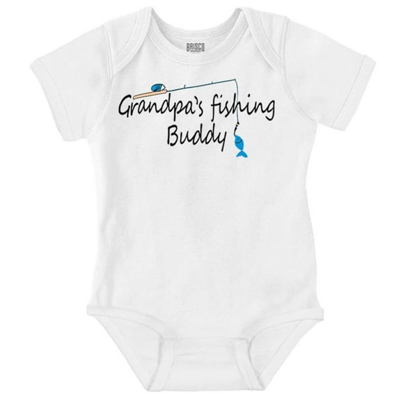 Grandpa Fishing Buddy Grandchild Cute Romper Boys or Girls Infant Baby Brisco Brands 12M