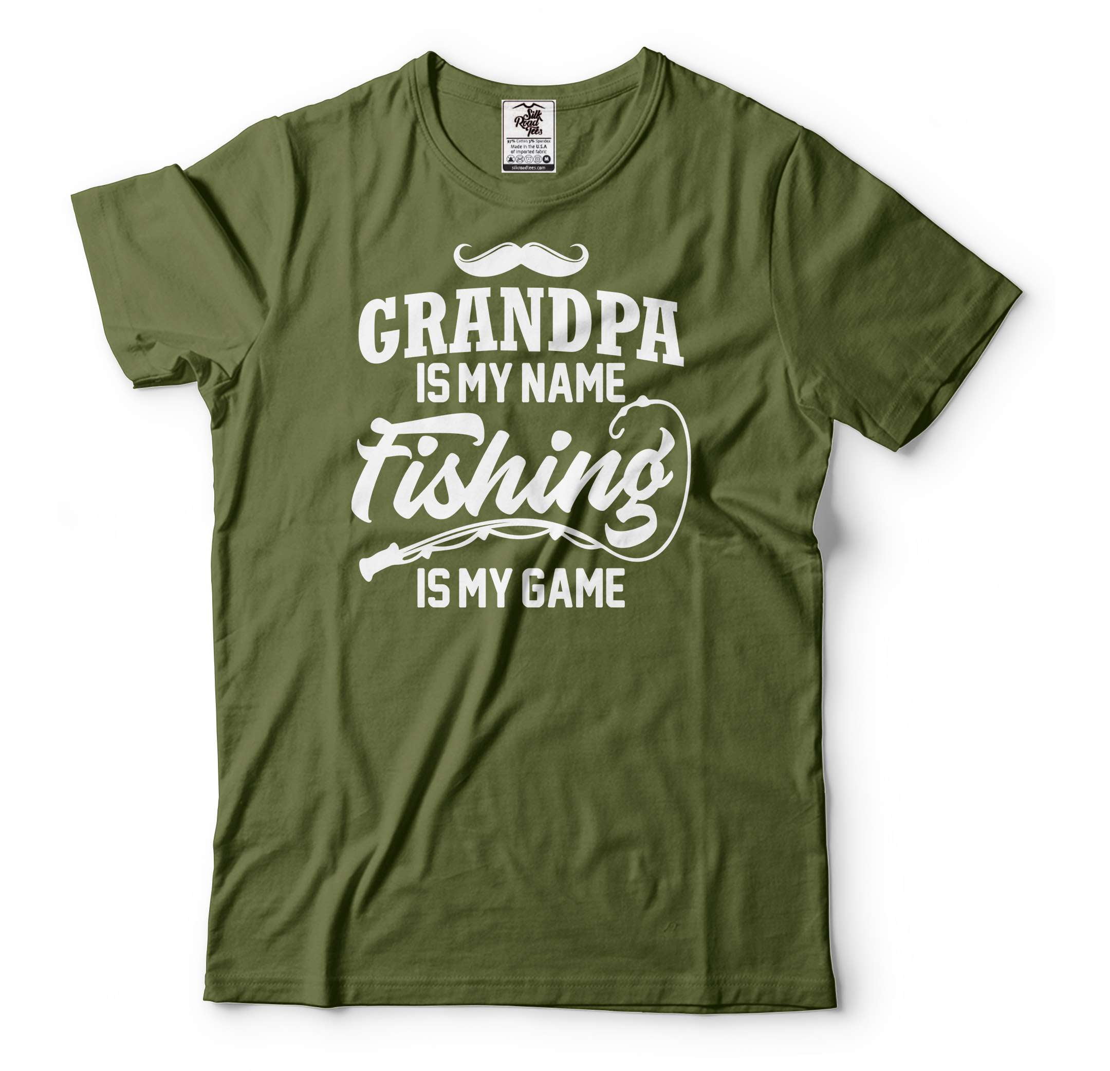 Mens Grandpa Is My Name Fishing Is My Game T shirt Funny