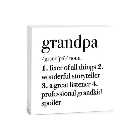 Grandpa Fixer Of Things Black Script 5 x 5 Wood Tabletop Sign Plaque