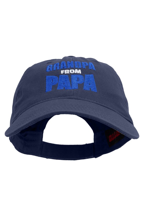 Grandpa From Papa Embroidered Garment Washed Cotton Twill Cap - Navy OSFM