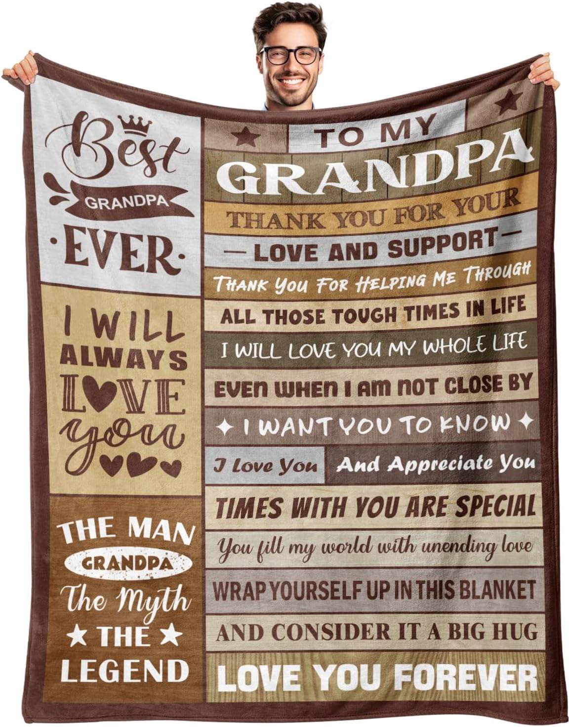 Grandpa Gifts - Birthday Gifts for Grandpa - Best Grandfather Gift from Grandkids Granddaughter Grandson - Great Grandfather Ideas - Throw Blanket