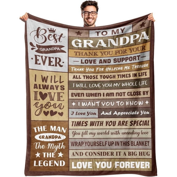 Grandpa Gifts - Birthday Gifts for Grandpa - Best Grandfather Gift from Grandkids Granddaughter Grandson - Great Grandfather Ideas - Throw Blanket