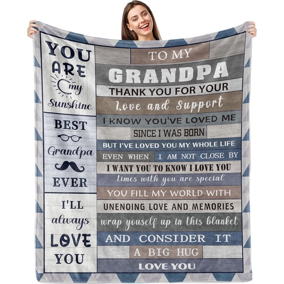Grandpa Gifts Blanket 60’’x50’’,Fathers Day Ideas Gifts for Grandpa,Grandpa Birthday Gifts,Grandpa Gifts from Granddaughter/Grandson,Best/Great Grandpa Gifts,Grandfather Blanket