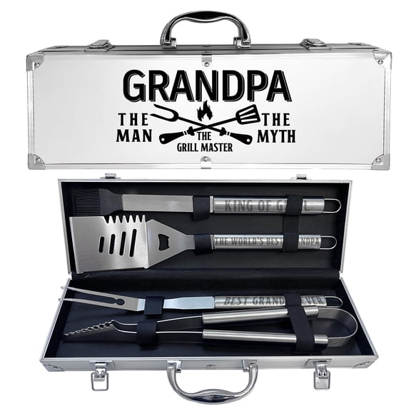 Grandpa Gifts  For Fathers Day From Grandkids - Heavy Duty Grilling Accessories Kit Backyard Bbq Thick Stainless Steel Grill Utensils With Non-slip Handle Tool Birthday