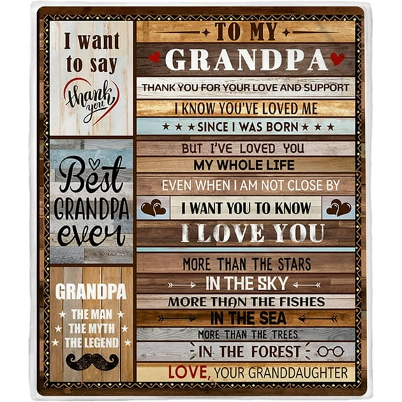Grandpa Gifts, Gifts for Grandpa, Best Grandpa Gifts from Grandchildren Granddaughter Grandson, Great Grandpa Gifts, Fathers Day Grandpa, Papa Gifts, Grandfather Gift Blanket 60"X50"